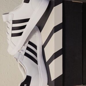 Adidas Grand Court 2.0 EL K Classic White with Black Stripes Shoes